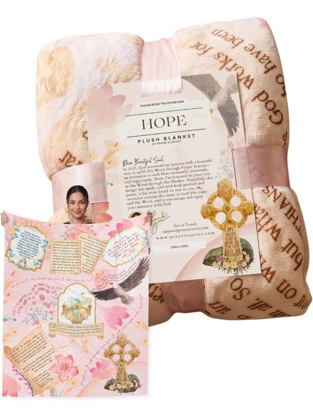 Cozy Pink Bible Verse Fleece Throw Blanket - Perfect Christian Gift for Women